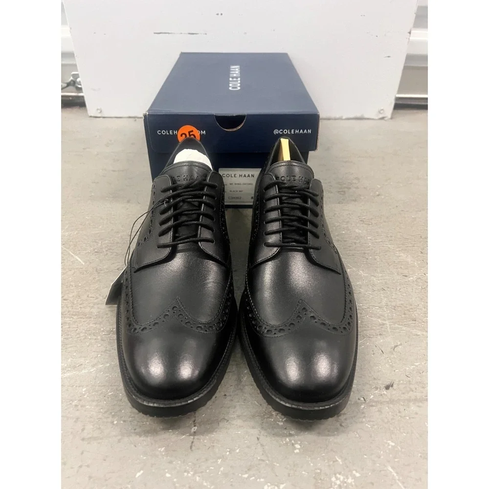 Cole Haan Modern‎ Essentials C34262 Oxford Mens US 8M Black Wingtip Dress Shoes